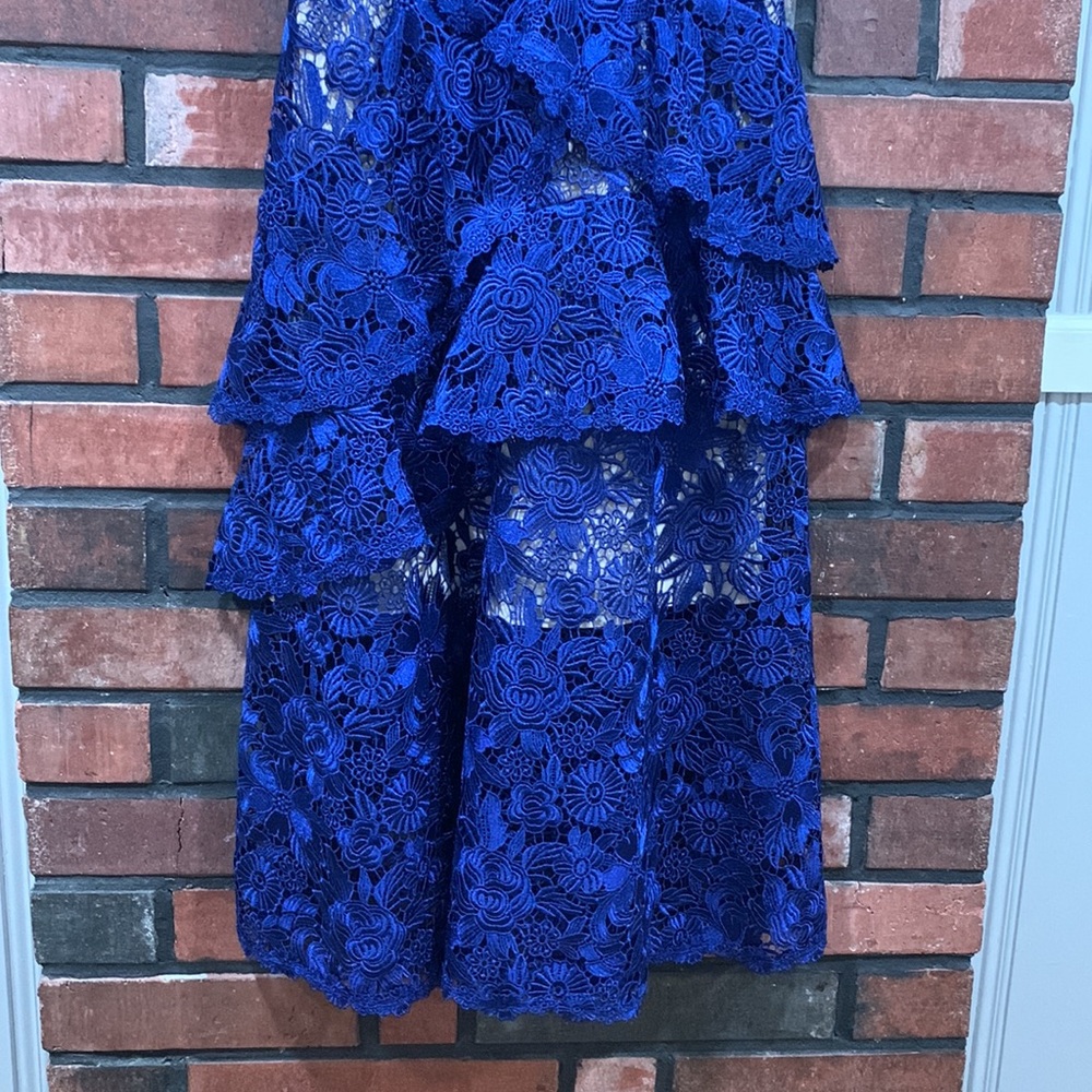 Alice + olivia Florrie Ruffle One-Shoulder Lace Dress - Picture 6 of 14